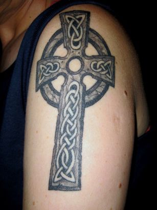 Celtic Cross Left Arm Tattoo